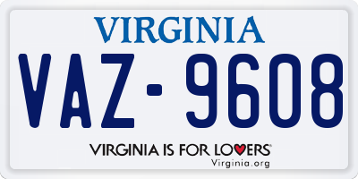 VA license plate VAZ9608