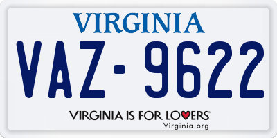VA license plate VAZ9622