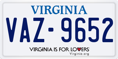 VA license plate VAZ9652