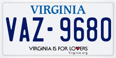 VA license plate VAZ9680