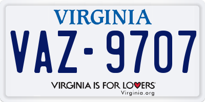 VA license plate VAZ9707