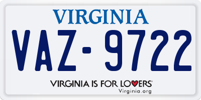 VA license plate VAZ9722