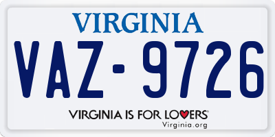 VA license plate VAZ9726