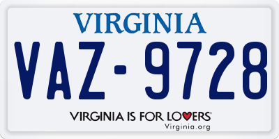 VA license plate VAZ9728