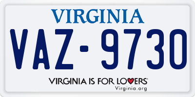 VA license plate VAZ9730