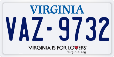 VA license plate VAZ9732