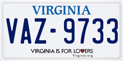 VA license plate VAZ9733