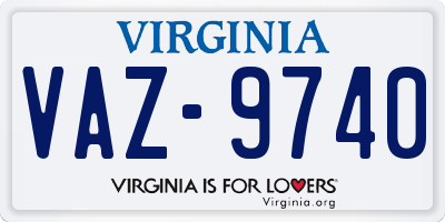 VA license plate VAZ9740