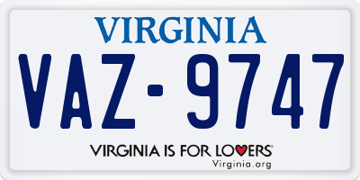 VA license plate VAZ9747