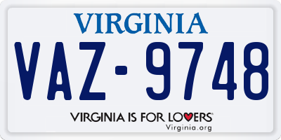 VA license plate VAZ9748