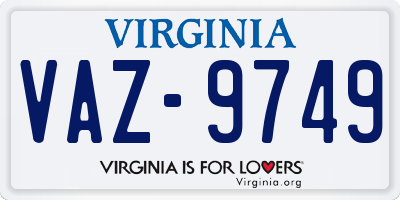 VA license plate VAZ9749
