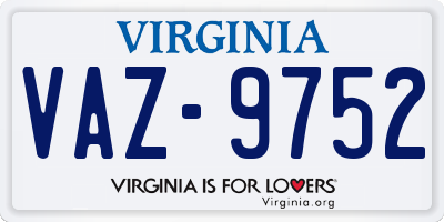 VA license plate VAZ9752