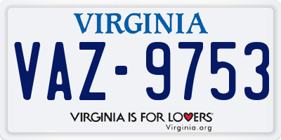VA license plate VAZ9753