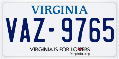VA license plate VAZ9765