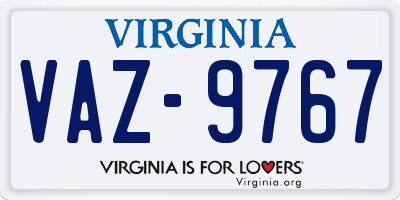 VA license plate VAZ9767