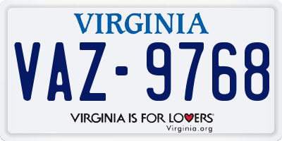 VA license plate VAZ9768