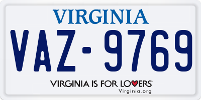 VA license plate VAZ9769