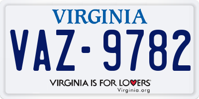 VA license plate VAZ9782