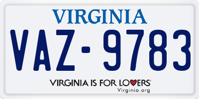 VA license plate VAZ9783