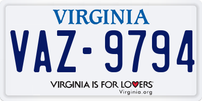 VA license plate VAZ9794