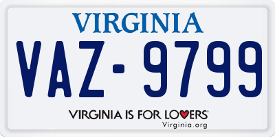 VA license plate VAZ9799
