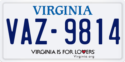 VA license plate VAZ9814