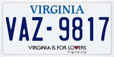 VA license plate VAZ9817