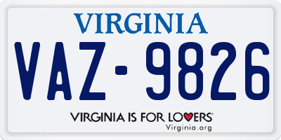 VA license plate VAZ9826