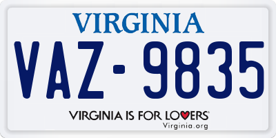 VA license plate VAZ9835