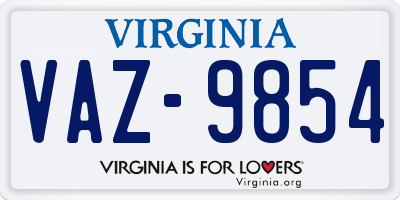 VA license plate VAZ9854
