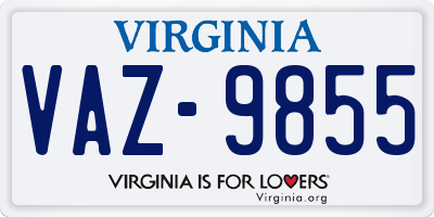 VA license plate VAZ9855