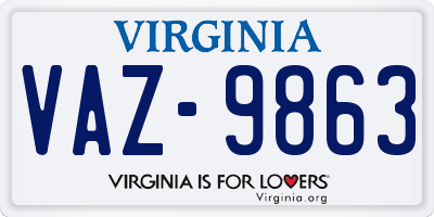 VA license plate VAZ9863
