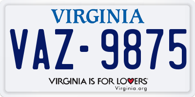 VA license plate VAZ9875