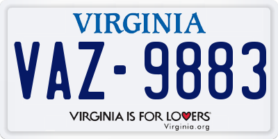 VA license plate VAZ9883