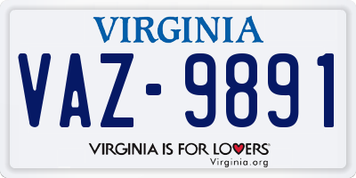 VA license plate VAZ9891