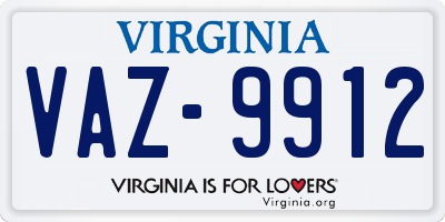 VA license plate VAZ9912