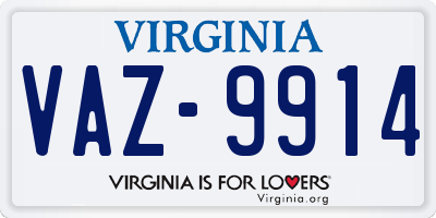 VA license plate VAZ9914