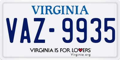 VA license plate VAZ9935