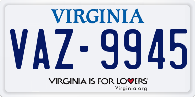 VA license plate VAZ9945