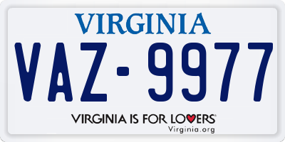 VA license plate VAZ9977