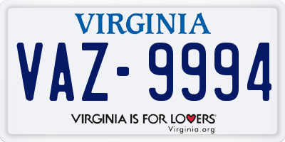 VA license plate VAZ9994