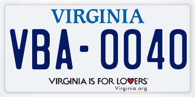 VA license plate VBA0040
