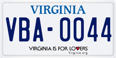 VA license plate VBA0044