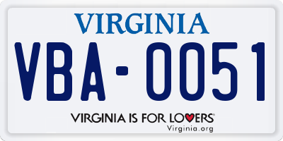 VA license plate VBA0051