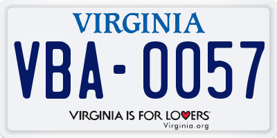 VA license plate VBA0057