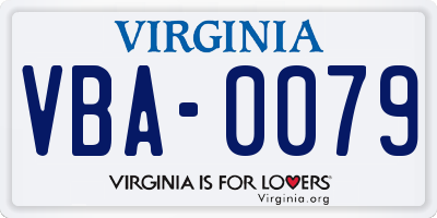 VA license plate VBA0079