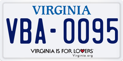 VA license plate VBA0095