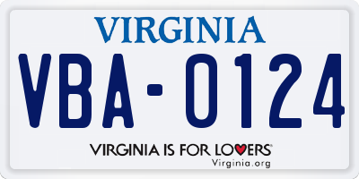 VA license plate VBA0124