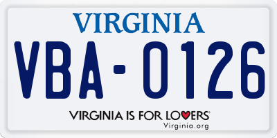 VA license plate VBA0126