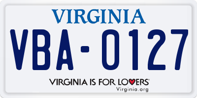 VA license plate VBA0127